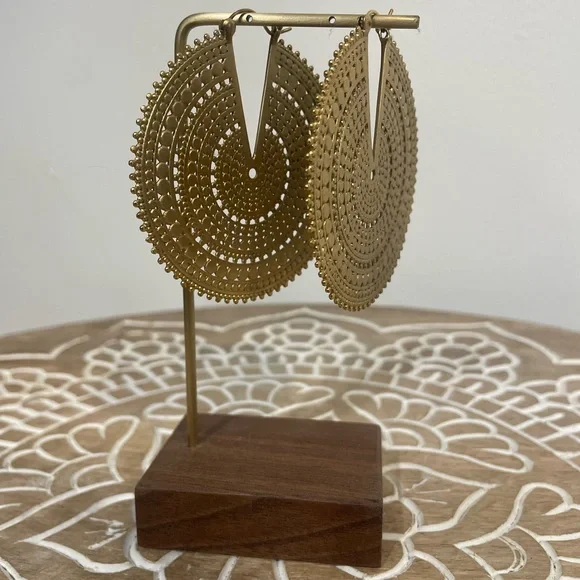 Gold Ultra Afghan Disc Earrings - Picture 2 of 4